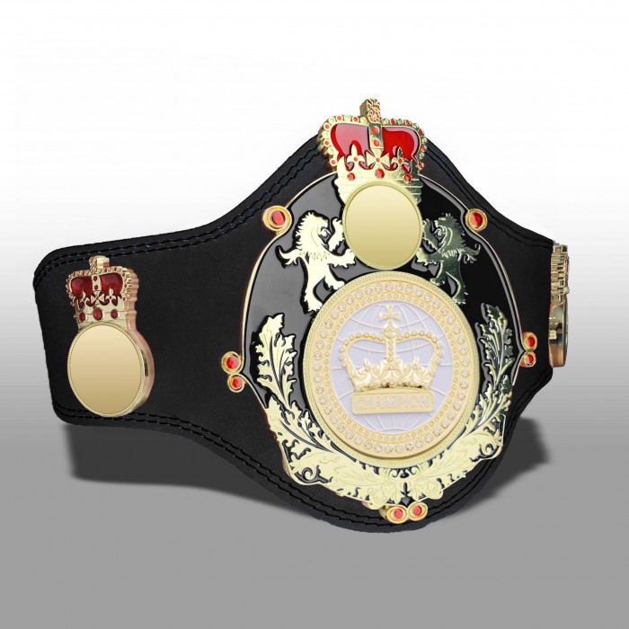 QUEENSBURY PLT LEATHER WHITE CHAMPION CROWN CHAMPIONSHIP BELT- PLTQUEEN/B/G/WHTGEM - AVAILABLE IN 4 COLOURS